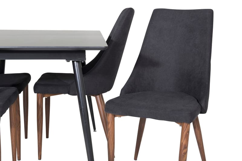 Silar rektangulært spisebordssæt 120-160 cm med 4 Leone spisebordsstole - sort - Møbler - Borde - Spisebordssæt