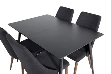 Silar rektangulært spisebordssæt 120-160 cm med 4 Leone spisebordsstole - sort - Møbler - Borde - Spisebordssæt