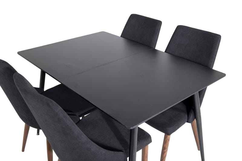 Silar rektangulært spisebordssæt 120-160 cm med 4 Leone spisebordsstole - sort - Møbler - Borde - Spisebordssæt
