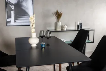 Silar rektangulært spisebordssæt 120-160 cm med 4 Leone spisebordsstole - sort - Møbler - Borde - Spisebordssæt
