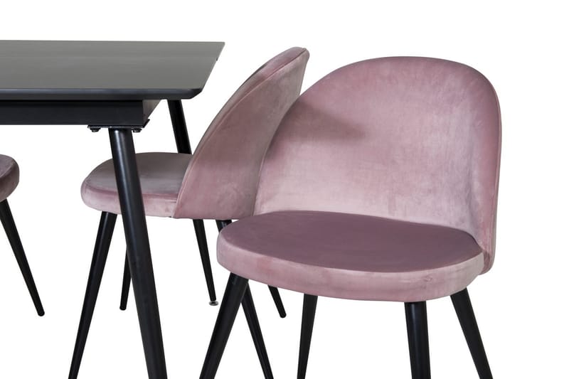Silar rektangulært spisebordssæt 120-160 cm med 4 Velvet spisebordsstole - gammelrosa - Møbler - Borde - Spisebordssæt