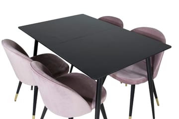 Silar rektangulært spisebordssæt 120-160 cm med 4 Velvet spisebordsstole - gammelrosa - Møbler - Borde - Spisebordssæt