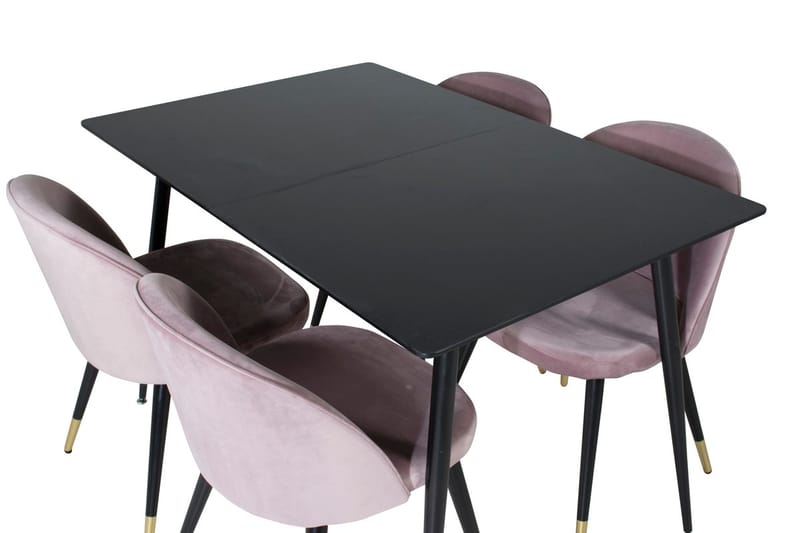 Silar rektangulært spisebordssæt 120-160 cm med 4 Velvet spisebordsstole - gammelrosa - Møbler - Borde - Spisebordssæt