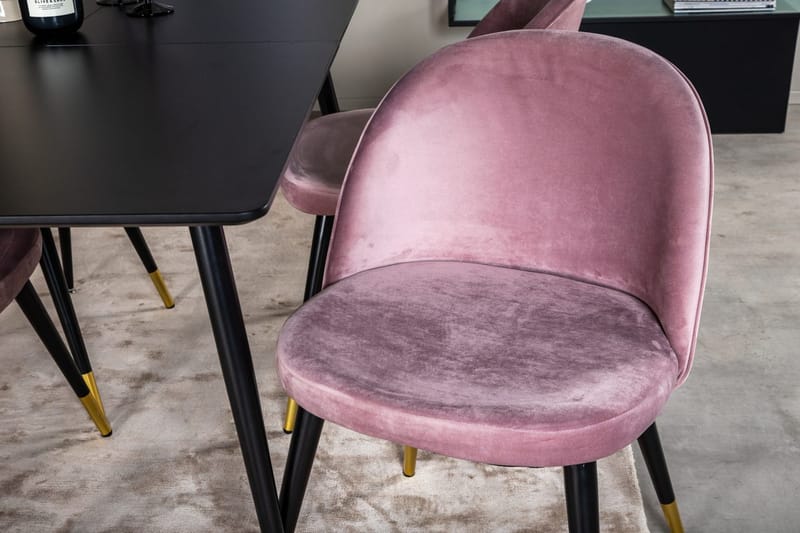 Silar rektangulært spisebordssæt 120-160 cm med 4 Velvet spisebordsstole - gammelrosa - Møbler - Borde - Spisebordssæt