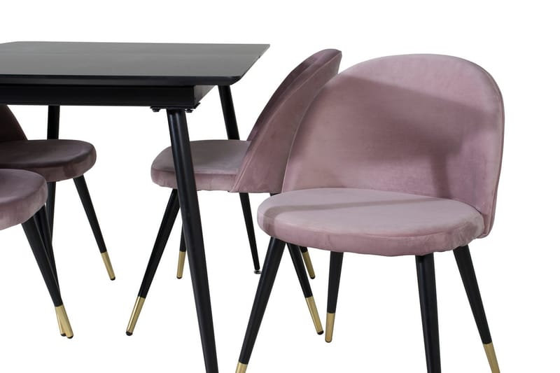 Silar rektangulært spisebordssæt 120-160 cm med 4 Velvet spisebordsstole - gammelrosa - Møbler - Borde - Spisebordssæt