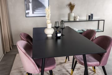 Silar rektangulært spisebordssæt 120-160 cm med 4 Velvet spisebordsstole - gammelrosa - Møbler - Borde - Spisebordssæt