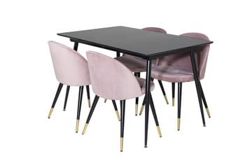 Silar rektangulært spisebordssæt 120-160 cm med 4 Velvet spisebordsstole - gammelrosa - Møbler - Borde - Spisebordssæt
