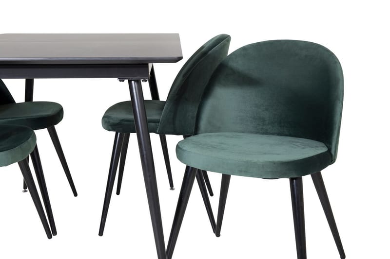 Silar rektangulært spisebordssæt 120-160 cm med 4 Velvet spisebordsstole - grøn - Møbler - Borde - Spisebordssæt