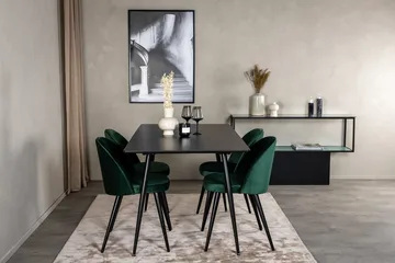 Silar rektangulært spisebordssæt 120-160 cm med 4 Velvet spisebordsstole - grøn - Møbler - Borde - Spisebordssæt