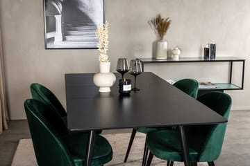 Silar rektangulært spisebordssæt 120-160 cm med 4 Velvet spisebordsstole - grøn - Møbler - Borde - Spisebordssæt