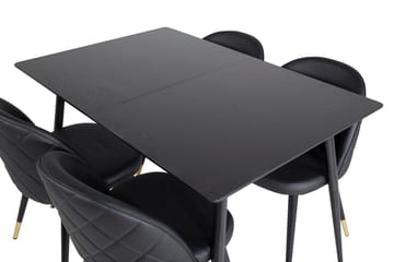 Silar rektangulært spisebordssæt 120-160 cm med 4 Velvet spisebordsstole - sort - Møbler - Borde - Spisebordssæt