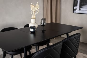 Silar rektangulært spisebordssæt 120-160 cm med 4 Velvet spisebordsstole - sort - Møbler - Borde - Spisebordssæt
