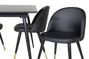 Silar rektangulært spisebordssæt 120-160 cm med 4 Velvet spisebordsstole - sort - Møbler - Borde - Spisebordssæt