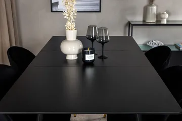 Silar rektangulært spisebordssæt 120-160 cm med 4 Velvet spisebordsstole - sort - Møbler - Borde - Spisebordssæt
