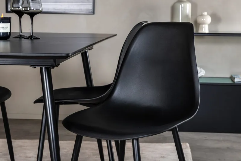 Silar rektangulært spisebordssæt 120-160 cm med 4 Polar spisebordsstole - sort - Møbler - Borde - Spisebordssæt