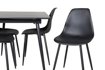 Silar rektangulært spisebordssæt 120-160 cm med 4 Polar spisebordsstole - sort - Møbler - Borde - Spisebordssæt