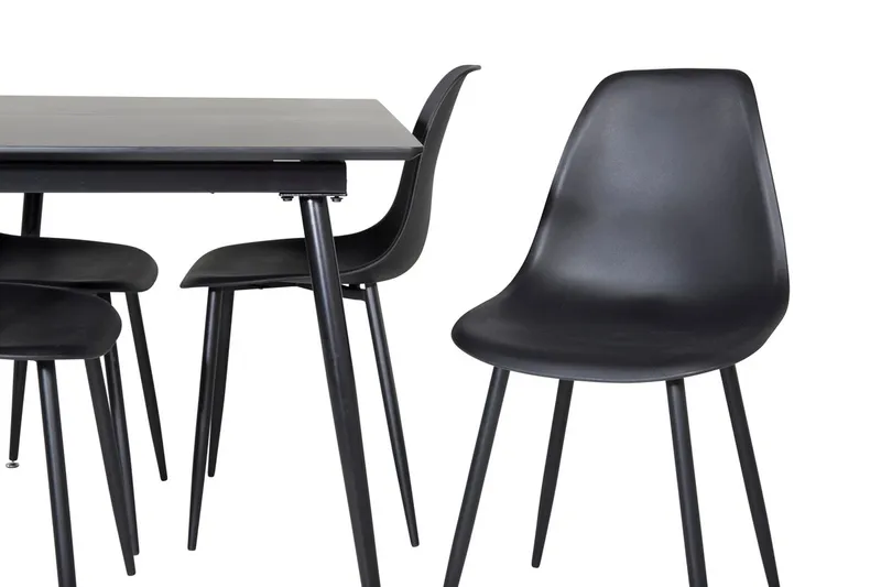 Silar rektangulært spisebordssæt 120-160 cm med 4 Polar spisebordsstole - sort - Møbler - Borde - Spisebordssæt