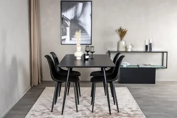 Silar rektangulært spisebordssæt 120-160 cm med 4 Polar spisebordsstole - sort - Møbler - Borde - Spisebordssæt