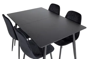 Silar rektangulært spisebordssæt 120-160 cm med 4 Polar spisebordsstole - sort - Møbler - Borde - Spisebordssæt