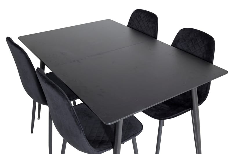 Silar rektangulært spisebordssæt 120-160 cm med 4 Polar spisebordsstole - sort - Møbler - Borde - Spisebordssæt