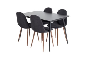 Silar rektangulært spisebordssæt 120-160 cm med 4 Polar spisebordsstole - sort - Møbler - Borde - Spisebordssæt