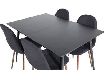 Silar rektangulært spisebordssæt 120-160 cm med 4 Polar spisebordsstole - sort - Møbler - Borde - Spisebordssæt