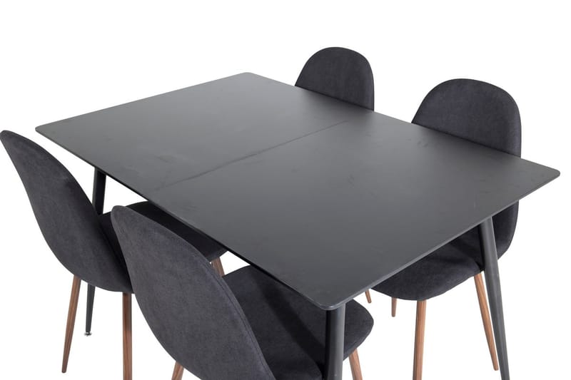 Silar rektangulært spisebordssæt 120-160 cm med 4 Polar spisebordsstole - sort - Møbler - Borde - Spisebordssæt