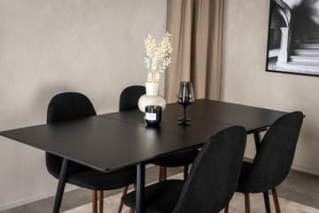 Silar rektangulært spisebordssæt 120-160 cm med 4 Polar spisebordsstole - sort - Møbler - Borde - Spisebordssæt