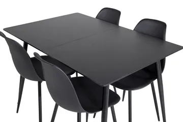 Silar rektangulært spisebordssæt 120-160 cm med 4 Polar spisebordsstole - sort - Møbler - Borde - Spisebordssæt