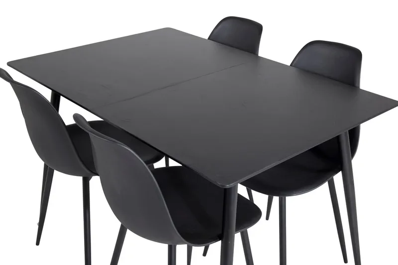 Silar rektangulært spisebordssæt 120-160 cm med 4 Polar spisebordsstole - sort - Møbler - Borde - Spisebordssæt