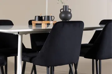 Silar Spisegruppe 180 cm Rektangulær med 6 Night stole - Hvit/Svart - Møbler - Borde - Spisebordssæt