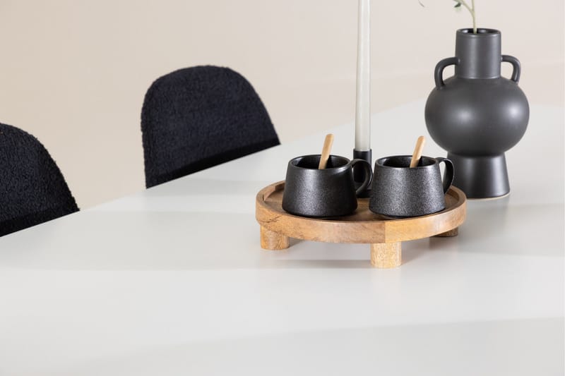 Silar Spisegruppe 180 cm Rektangulær med 6 Polar stole - Hvit/Svart - Møbler - Borde - Spisebordssæt