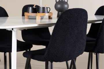 Silar Spisegruppe 180 cm Rektangulær med 6 Polar stole - Hvit/Svart - Møbler - Borde - Spisebordssæt