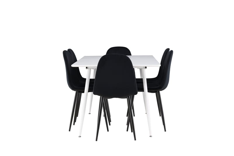 Silar Spisegruppe 180 cm Rektangulær med 6 Polar stole - Hvit/Svart - Møbler - Borde - Spisebordssæt