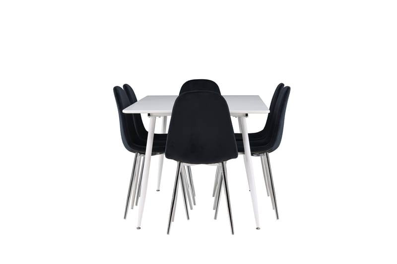 Silar Spisegruppe 180 cm Rektangulær med 6 Polar stole - Hvit/Svart - Møbler - Borde - Spisebordssæt