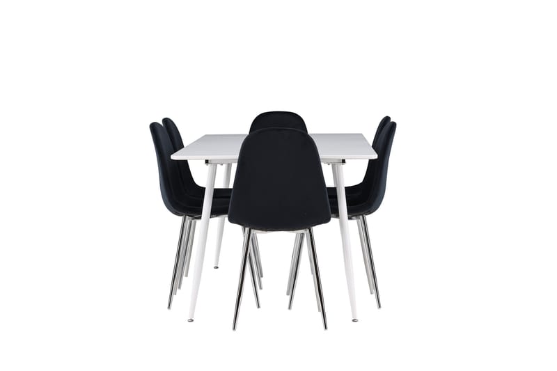 Silar Spisegruppe 180 cm Rektangulær med 6 Polar stole - Hvit/Svart - Møbler - Borde - Spisebordssæt
