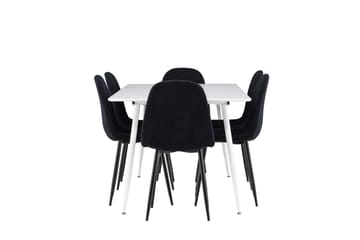 Silar Spisegruppe 180 cm Rektangulær med 6 Polar stole - Hvit/Svart - Møbler - Borde - Spisebordssæt