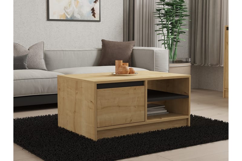 Sirek Sofabord 90 cm - Brun/Eg/Antracit - Møbler - Borde - Sofabord