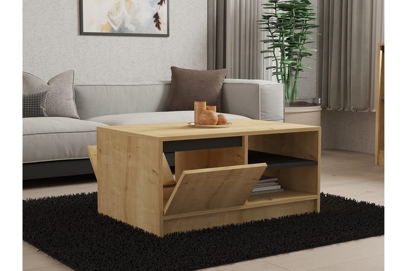 Sirek Sofabord 90 cm - Brun/Eg/Antracit - Møbler - Borde - Sofabord