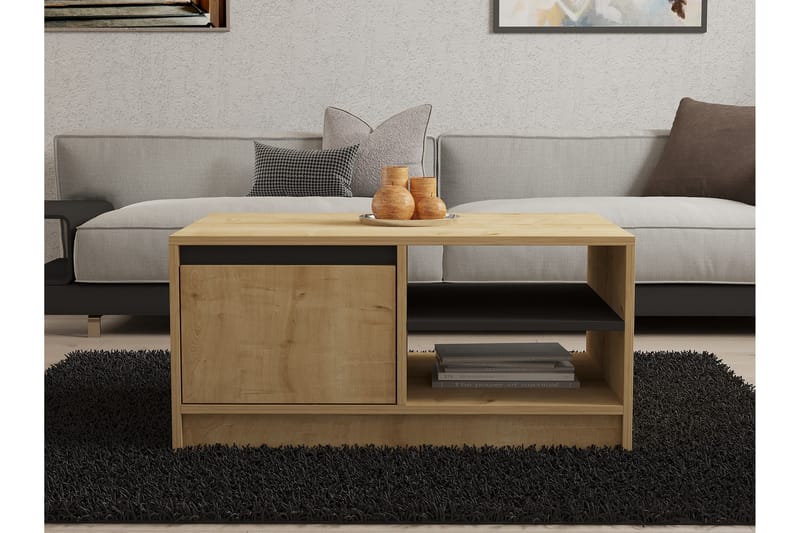 Sirek Sofabord 90 cm - Brun/Eg/Antracit - Møbler - Borde - Sofabord