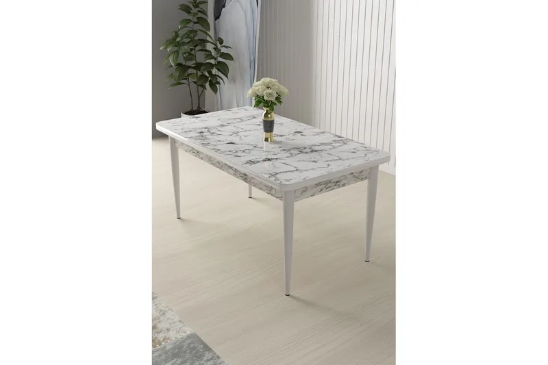 Sivaji Spisebord 110 cm Rektangulær - Hvid Marmor/Hvid - Møbler - Borde - Spisebord og køkkenbord