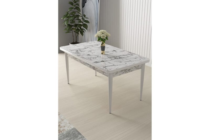 Sivaji Spisebord 110 cm Rektangulær - Hvid Marmor/Hvid - Møbler - Borde - Spisebord og køkkenbord