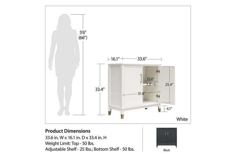 Skænk Westerleigh Hvid - Hvid - Opbevaring - Opbevaringsmøbler - Skænke & sideboards