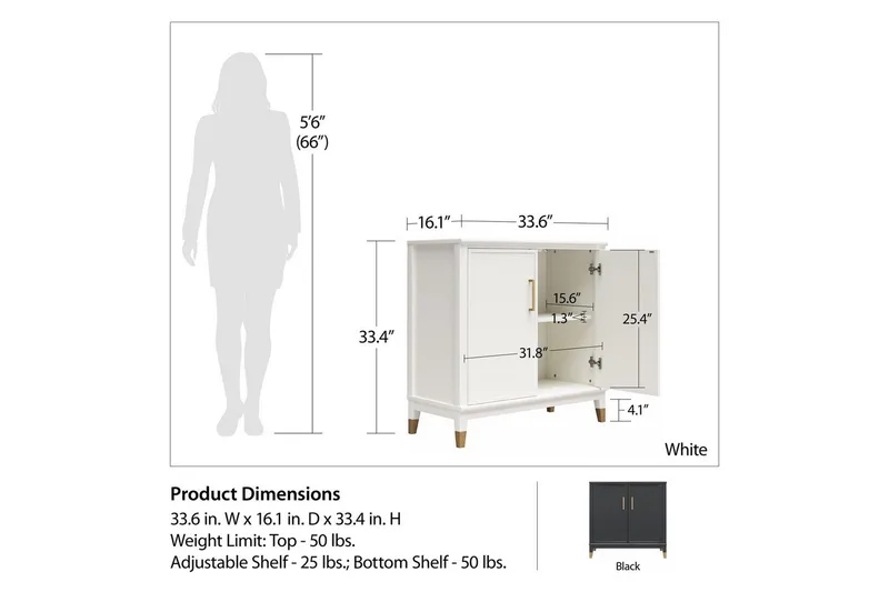 Skænk Westerleigh Sort - Sort - Opbevaring - Opbevaringsmøbler - Skænke & sideboards
