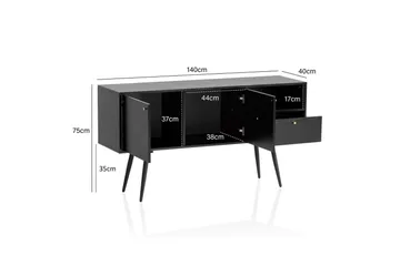 Skænk Wohnling Melaminbelagt MDF 140 cm med 2 døre 1 skuffe Moderne - Opbevaring - Opbevaringsmøbler - Skænke & sideboards