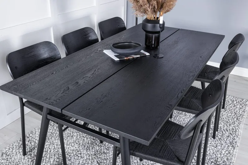 Sleek spisebord 195 cm med udtræk med 6 Polly spisebordsstole - Møbler - Borde - Spisebordssæt