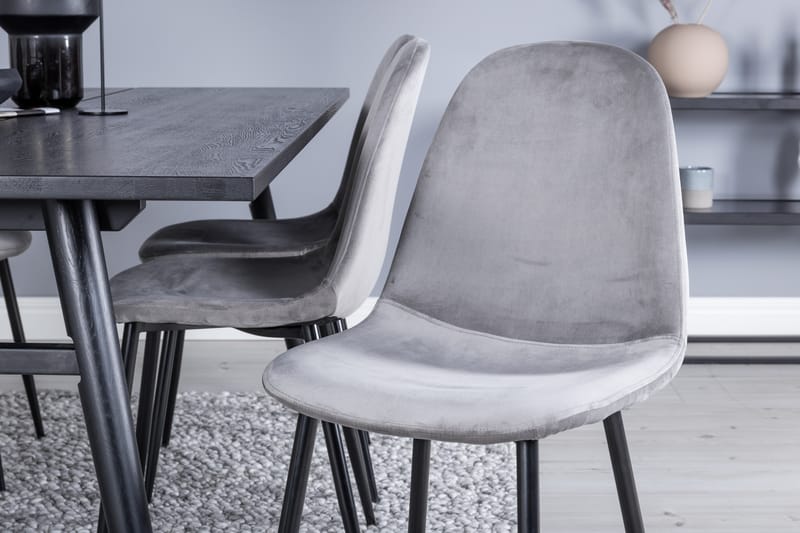 Sleek Spisegruppe Udtrækbar 195 cm Rektangulær med 6 Polar stole - Svart - Møbler - Borde - Spisebordssæt