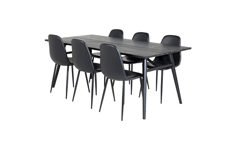 Sleek Spisegruppe Udtrækbar 195 cm Rektangulær med 6 Polar stole - Svart - Møbler - Borde - Spisebordssæt