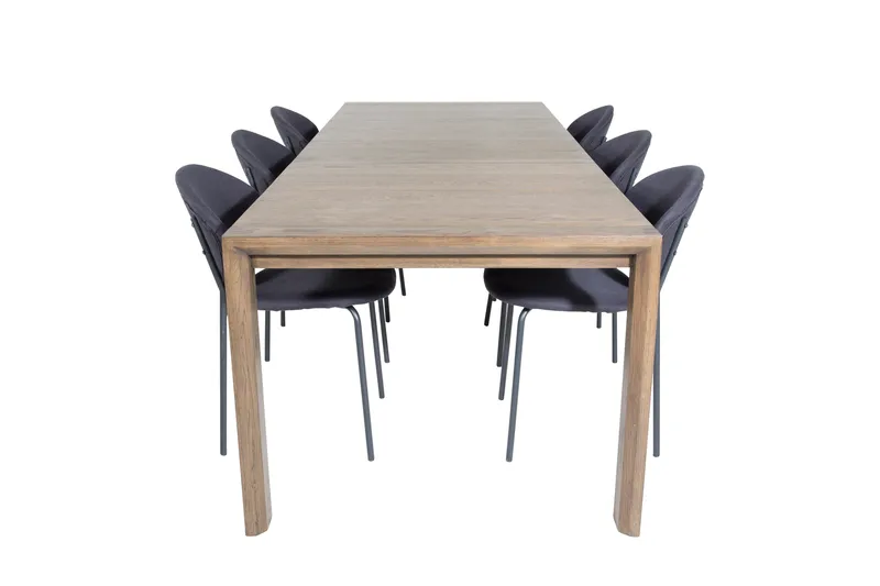 Slider Spisebordssæt Udvideligt 170 cm Rektangulær med 6 Vault Stole - Svart - Møbler - Borde - Spisebordssæt
