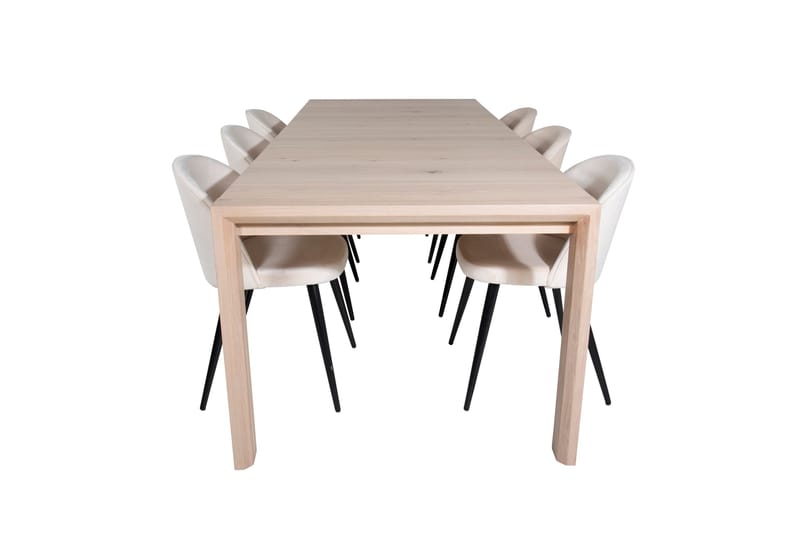 Slider Spisebordssæt Udvideligt 170 cm Rektangulær med 6 Velvet Stole, Beige